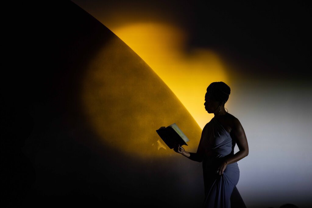 perfomer reading silhouette